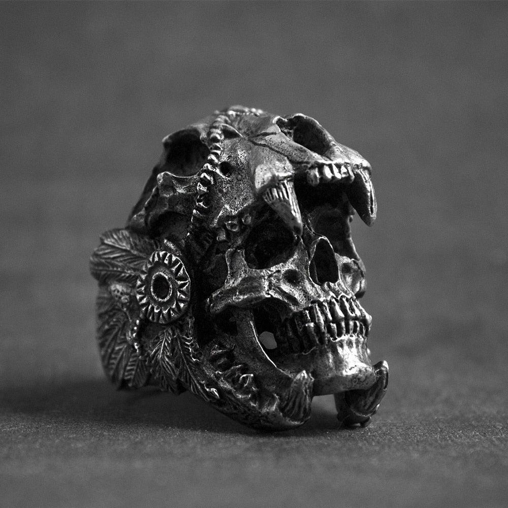 Indian Jaguar Warrior Skull Ring - Puritific