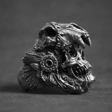 Indian Jaguar Warrior Skull Ring - Puritific