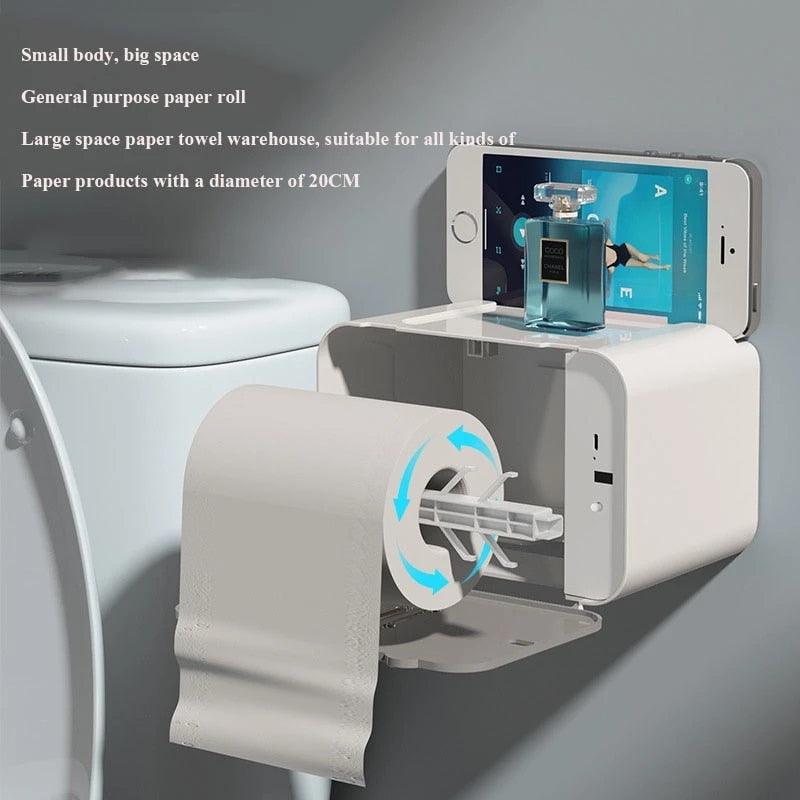 Induction Toilet Paper Holder Shelf Automatic Paper Out Wc Paper Rack Wall-Mounted Toilet Paper Dispenser Bathroom Accessories - Puritific