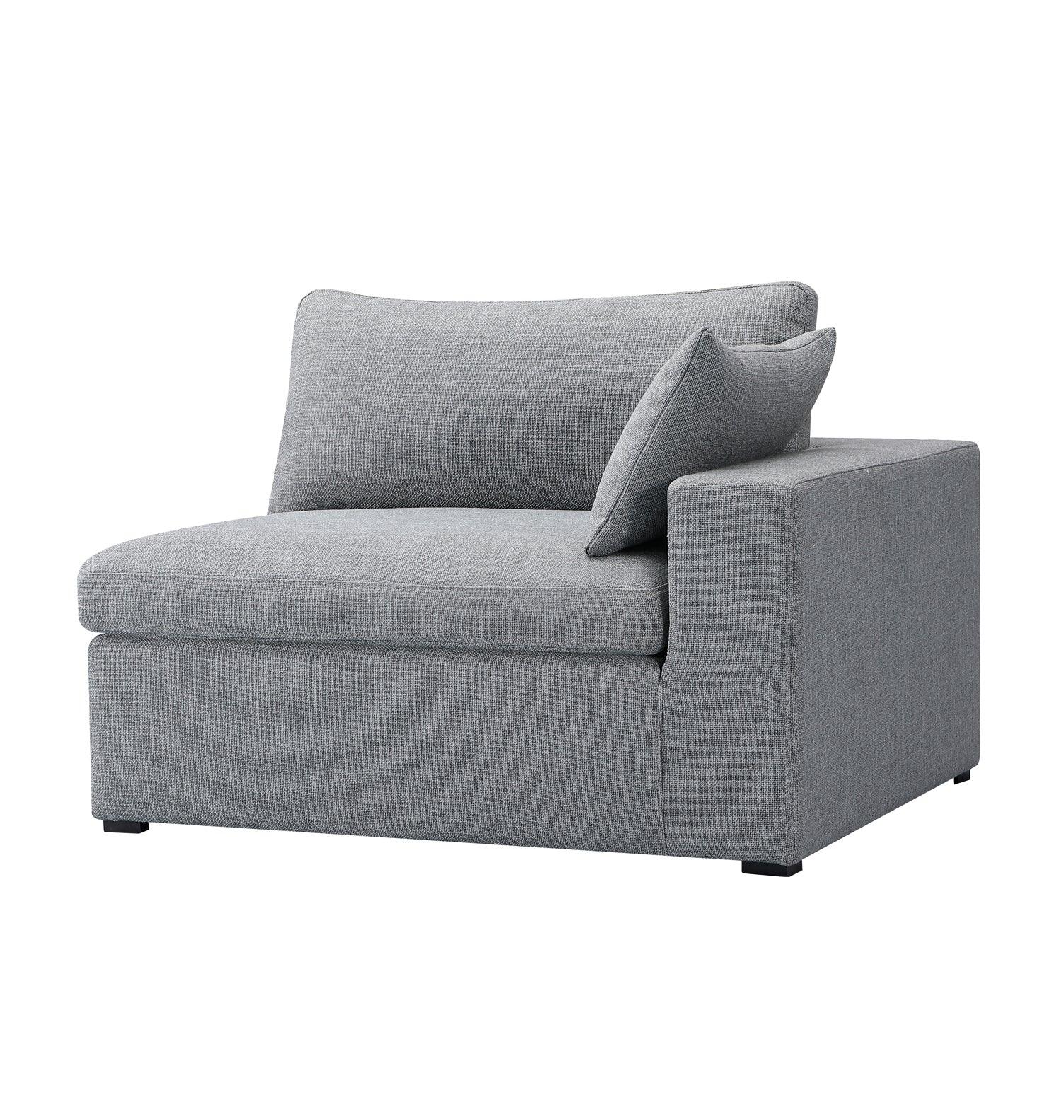 Inès Sofa - 1-Seater Single Module with Left Arm - Grey Fabric-1