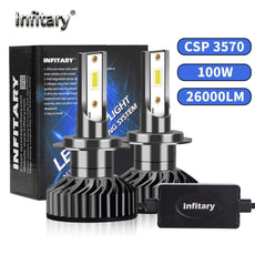 Infitary H4 H7 LED Car Headlight Bulb 26000LM CSP3570 H1 H3 H11 H13 H27 880 9005 HB3 9006 HB4 9007 Light for Vehicle Auto CANBUS - Puritific