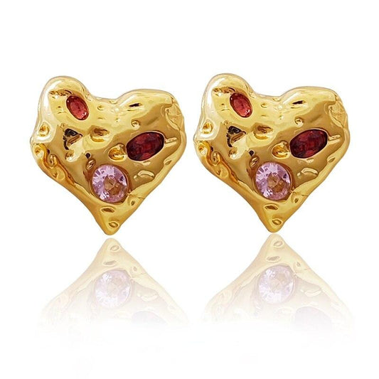 Irregular Heart Stud Earrings - Puritific