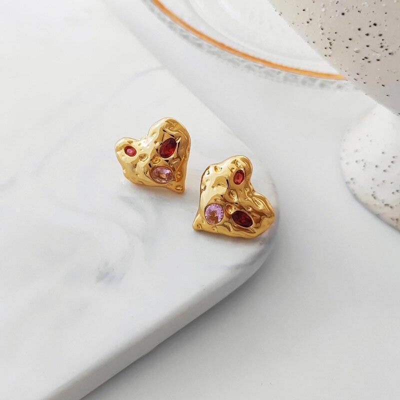 Irregular Heart Stud Earrings - Puritific