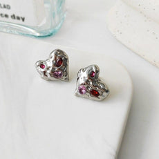 Irregular Heart Stud Earrings - Puritific