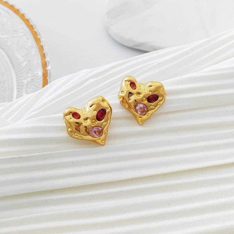 Irregular Heart Stud Earrings - Puritific