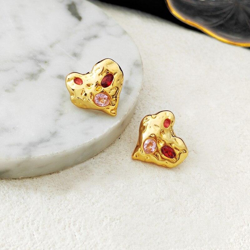 Irregular Heart Stud Earrings - Puritific