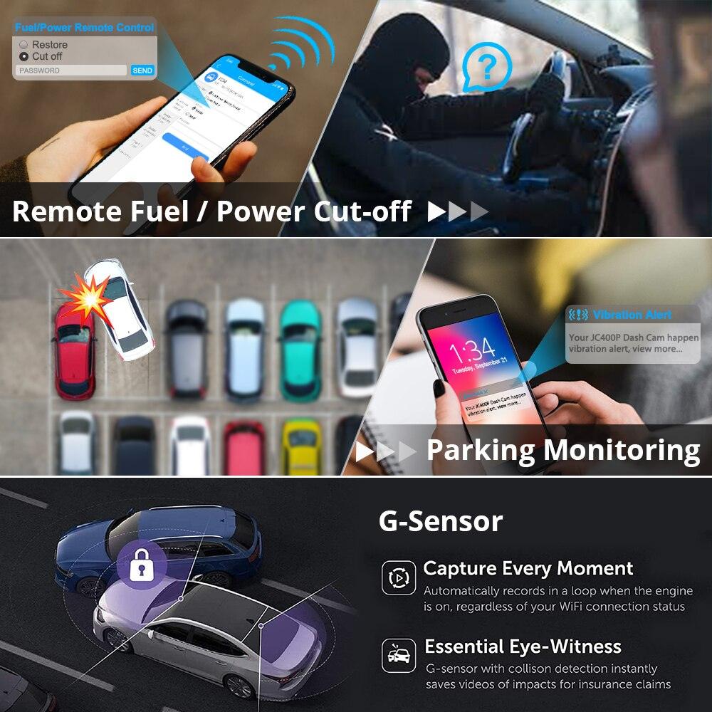 JIMIMAX JC400 Dashcam Front and Rear 4G WIFI Hotspot Inside Camera - Puritific