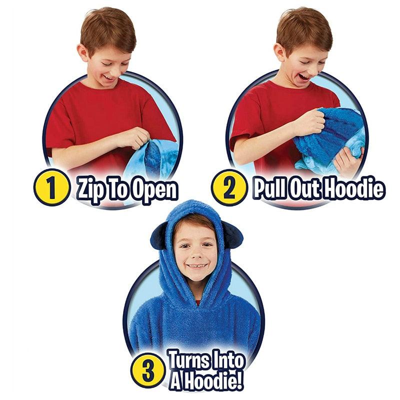 Kids Pets Blanket Hoodie Soft Plush - Puritific