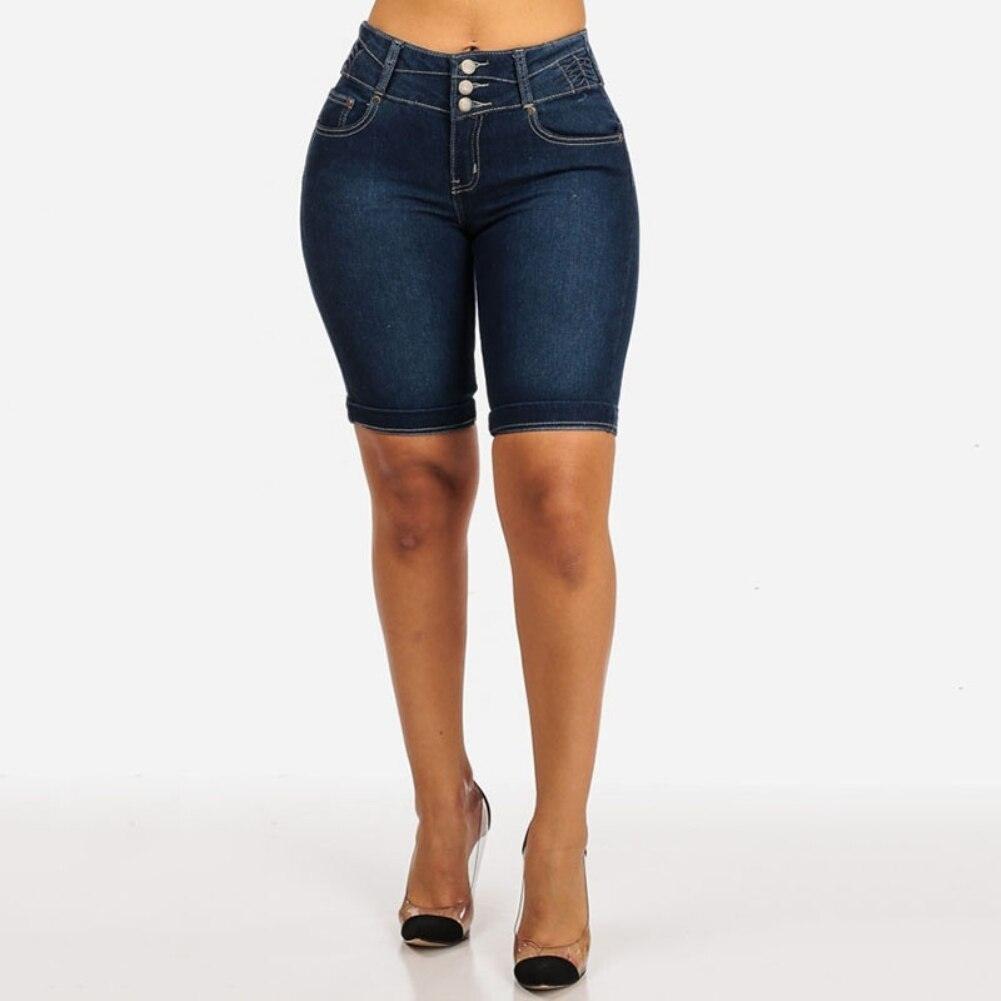 Knee Length Stretch Short Jeans - Puritific