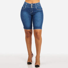 Knee Length Stretch Short Jeans - Puritific