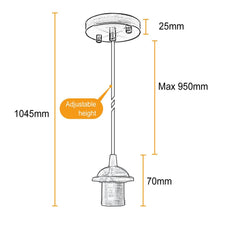 LEDSone Industrial Ratio Green Brass E27 PVC Ceiling Rose Pendant Light~3382-1