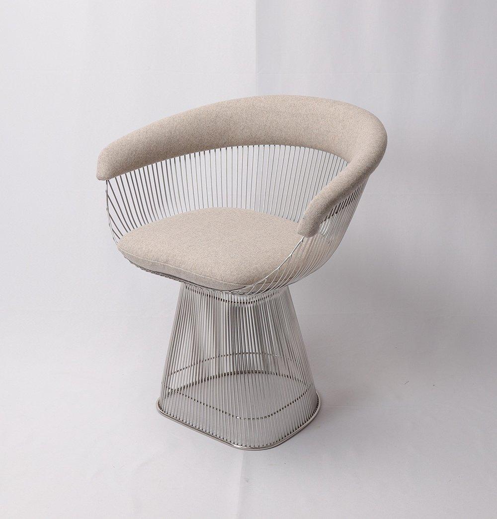 Lovise Wire Dining Chair - Stainless Steel Frame & Light Grey Wool/Cashmere-1