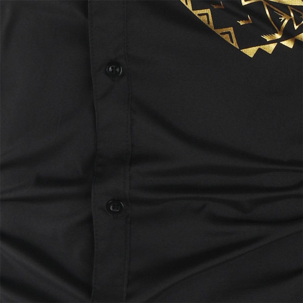 Luxury Gold Black Shirt Men New Slim Fit Long Sleeve - Puritific