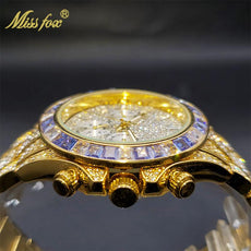 Luxury Gold Men's Watch Waterproof Stainless Steel Iced Bracelet - Puritific