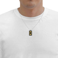 Men's Hamsa Necklace Pendant with Travelers Prayer 24k Gold Inscribed on Onyx - Puritific