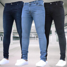 Men's Pants Retro Washing Zipper Stretch Jeans - Puritific