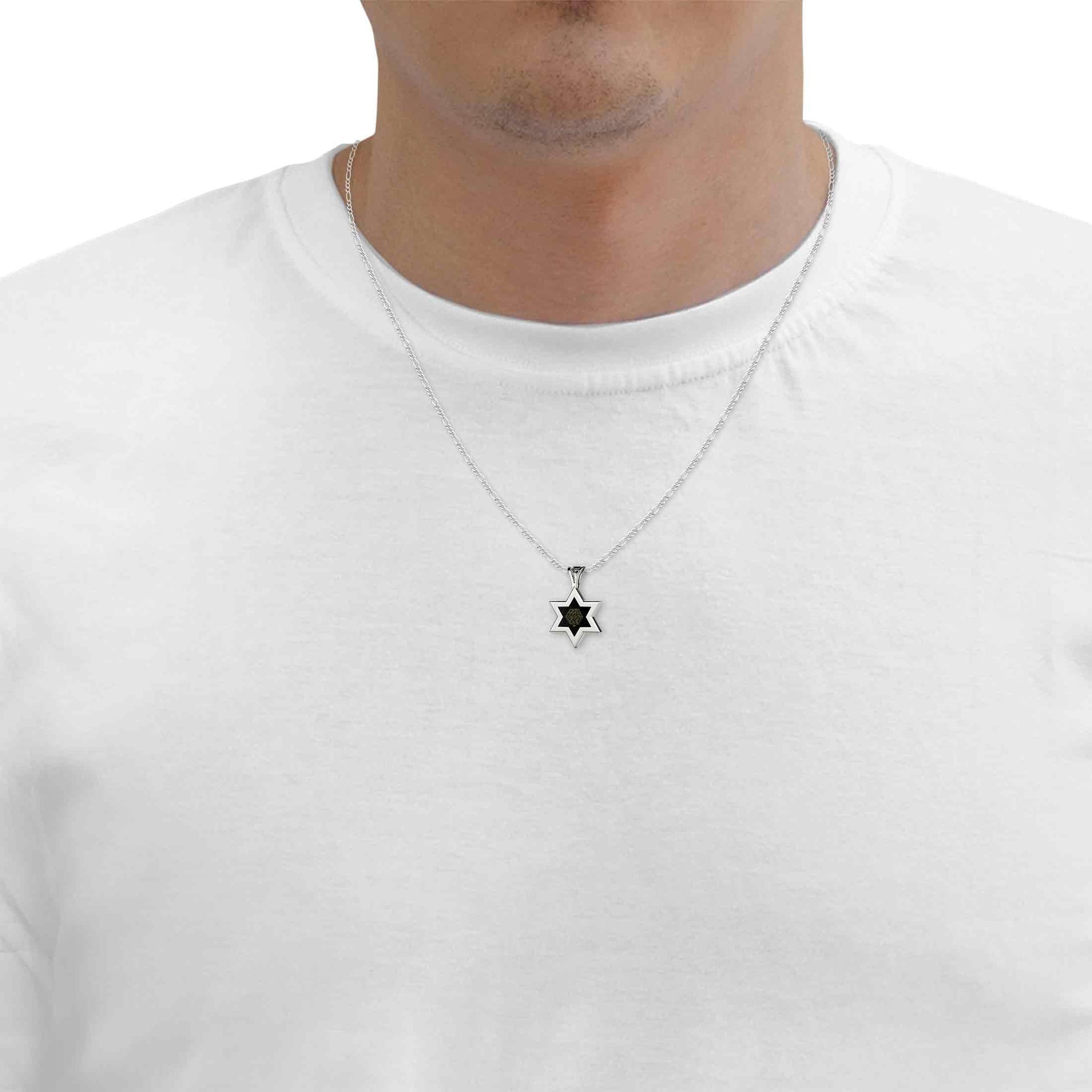 Men's Star of David Necklace 24k Gold Inscribed Shir Lama'a lot Pendant on Onyx - Puritific