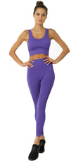 Mesh Seamless Legging with Ribbing Detail - Purple - Puritific