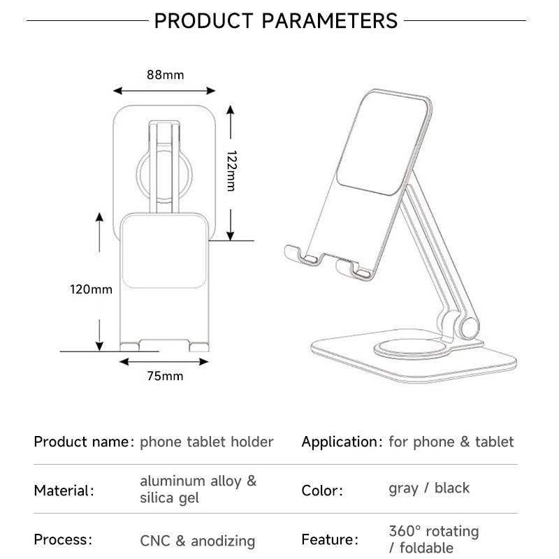 Metal Cell Phone Holder Stand 360° Rotation - Puritific