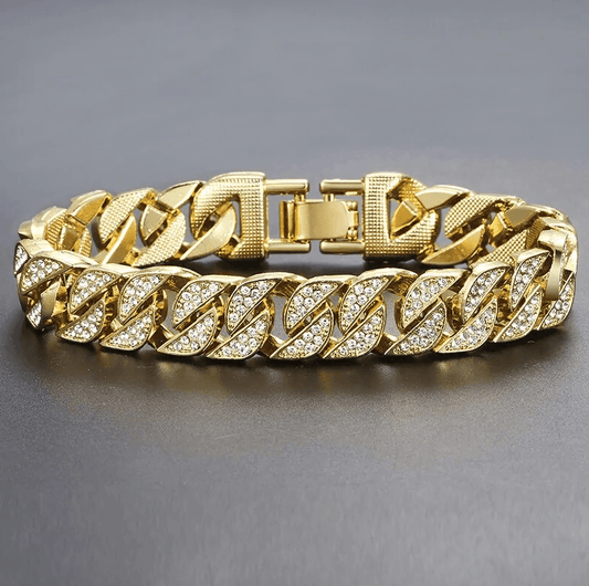 Miami Curb Cuban Chain Bracelet For Men Gold - Puritific