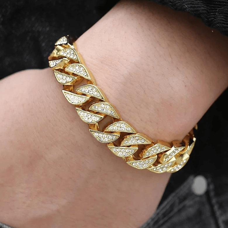 Miami Curb Cuban Chain Bracelet For Men Gold - Puritific