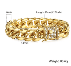 Miami Curb Cuban Chain Bracelet For Men Gold - Puritific