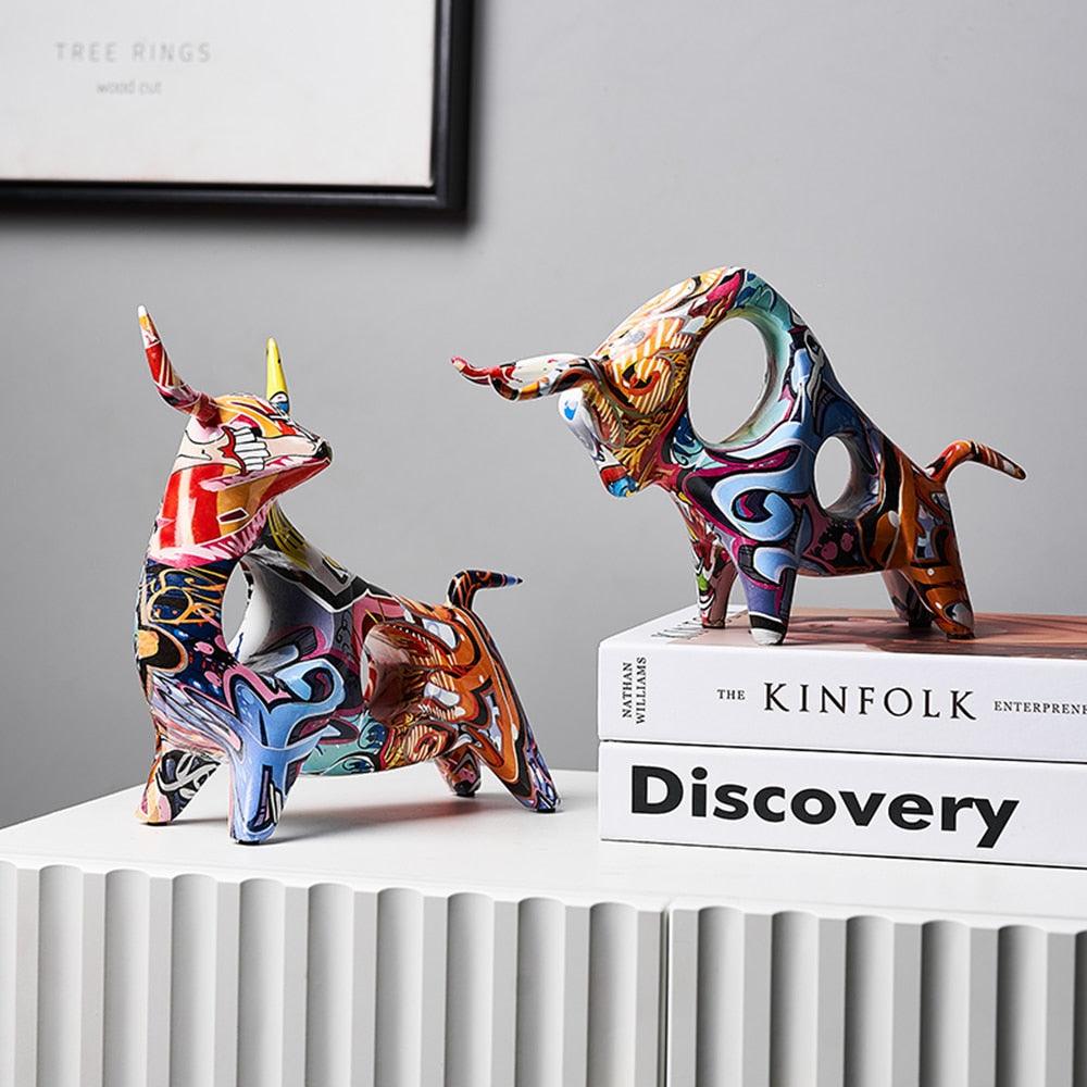 Modern Art Graffiti Cow Figurines - Puritific