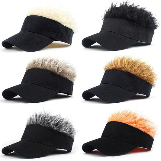 Novelty Baseball Cap Fake Hair Visor - Puritific