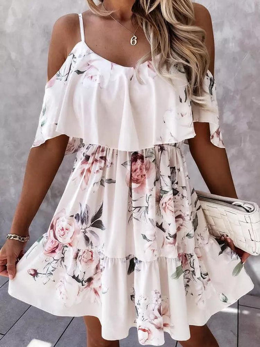 Off Shoulder Floral Mini Dress - Puritific