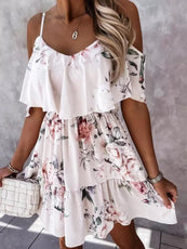 Off Shoulder Floral Mini Dress - Puritific