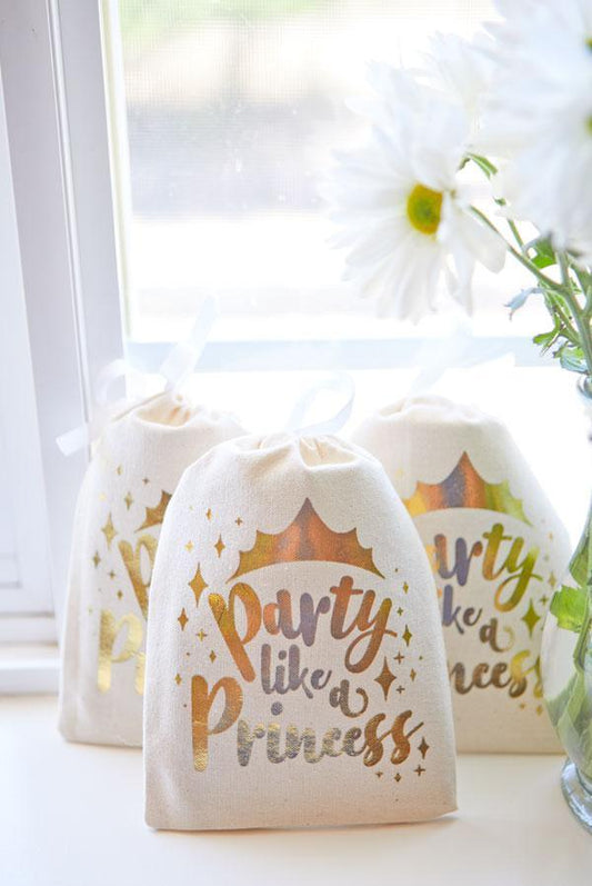 Party Like a Princess Gold Foil Gift Bag - Puritific