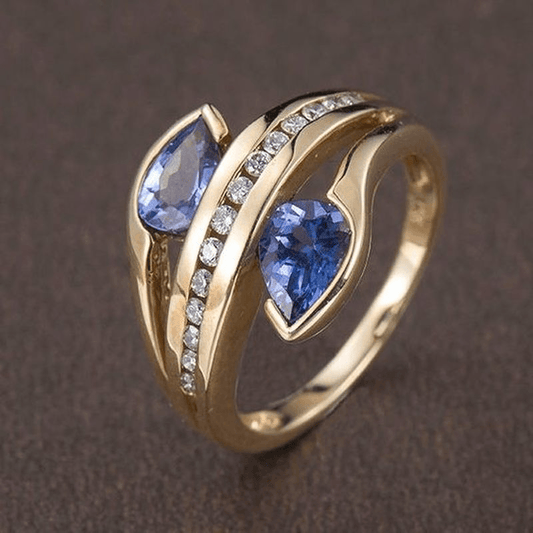 Personality Trendy Gold Filling Blue Stone Ring - Puritific