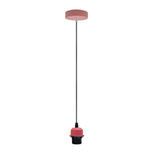 Pink Pendant Light,Lamp Holder Ceiling Hanging Light, E27 UK Holder PVC Cable~4207-0