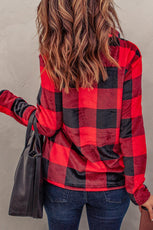 Plaid Print 1/4 Collar Sweatshirt - Puritific