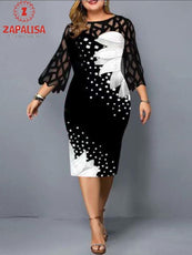 Plus Size Elegant Print Pencil Dress - Puritific