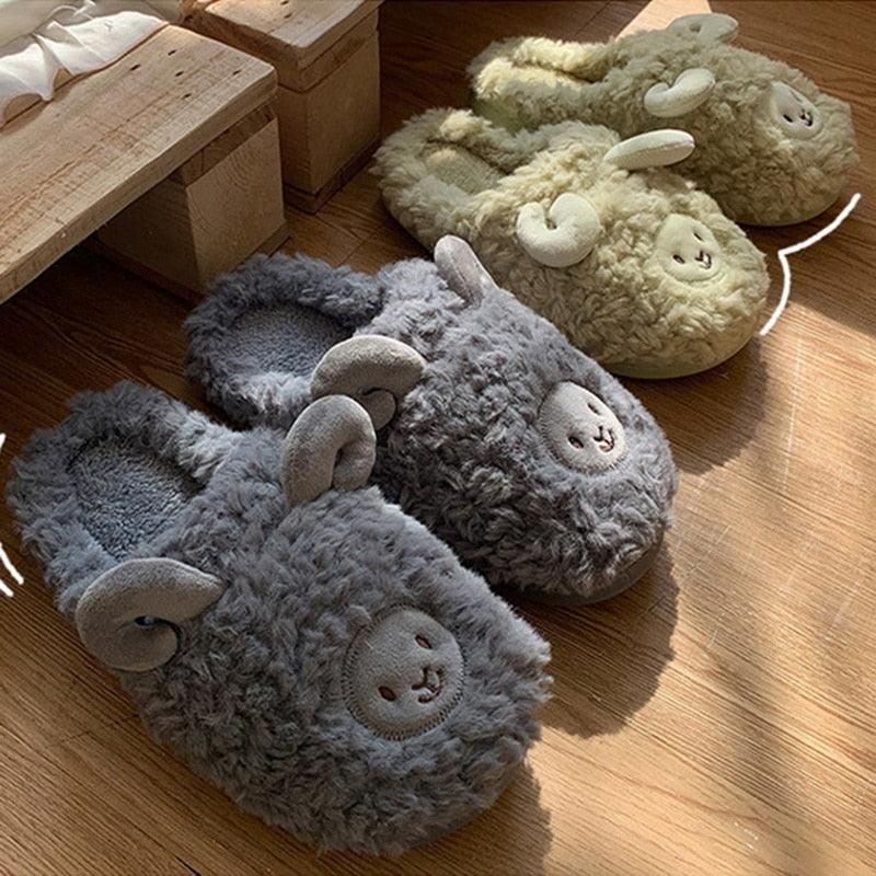 Plush Bedroom Cotton Fluffy Slippers - Puritific