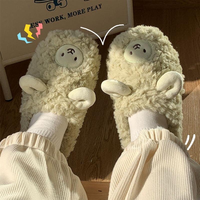 Plush Bedroom Cotton Fluffy Slippers - Puritific