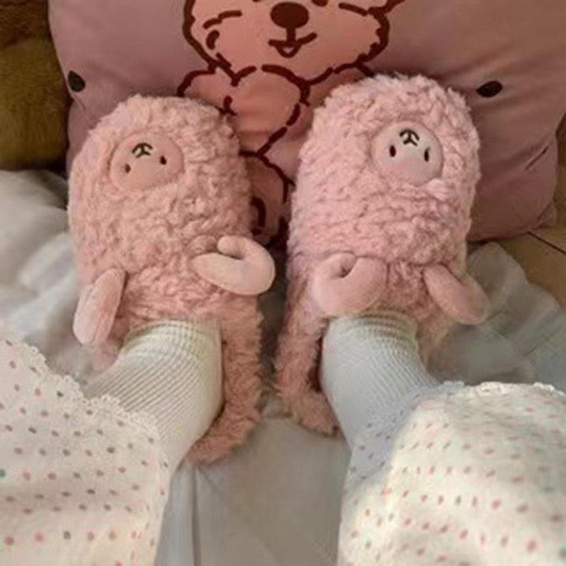 Plush Bedroom Cotton Fluffy Slippers - Puritific