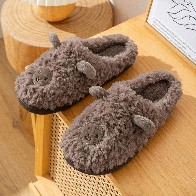 Plush Bedroom Cotton Fluffy Slippers - Puritific