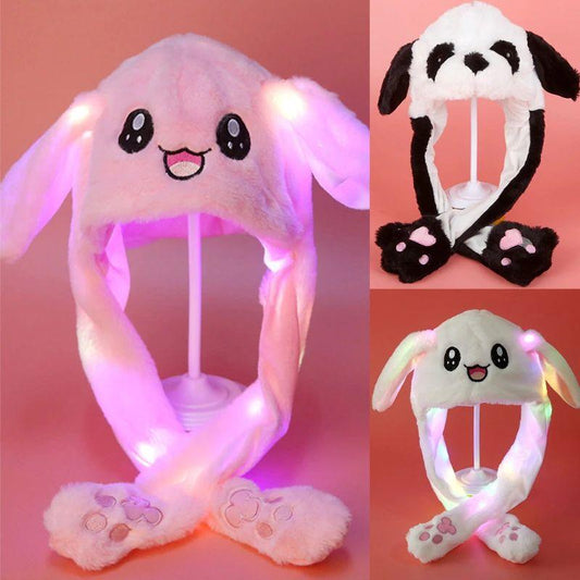 Plush Hat with Movable Ears and LED Light - Funny Soft Toy - Puritific