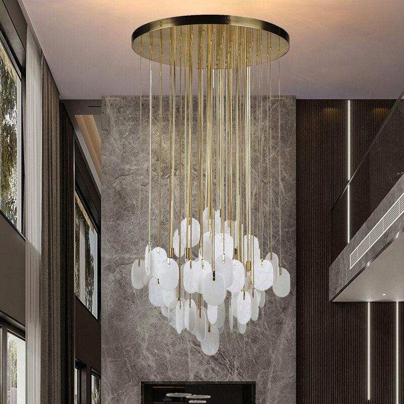 Postmodern light luxury project living room private house villa duplex building creative personality marble chandelier - Puritific