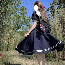 Preppy Chic Sailor Collar Dress - Puritific