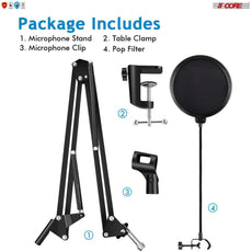 Pro Audio Condenser Microphone Mic Kit Vocal Studio Recording Set Boom Arm Stand RM STND 2-2