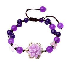 Purple Jade and Amethyst Lotus Healing Bracelet - Puritific