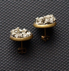 Pyrite Cluster Stud Earrings, Raw Pyrite Earrings - Puritific