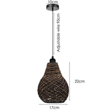 Rattan Wicker Ceiling Pendant Light Shade Hanging Light Antique décor Lampshade~1334-18