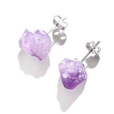 Raw Amethyst Earrings, Raw Stud Earrings - Puritific