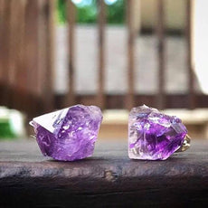 Raw Amethyst Earrings, Raw Stud Earrings - Puritific