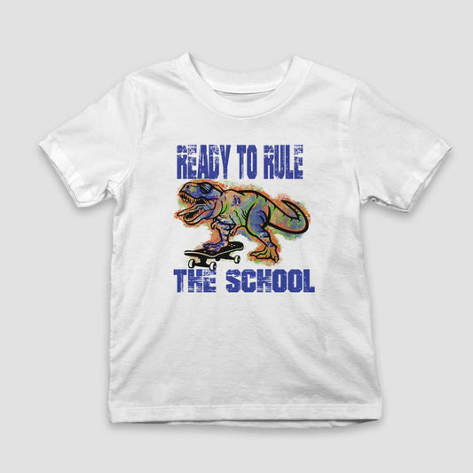 Ready to Rule The School - T-Rex on Skateboard Kids T-Shirts | WickedMilk.com