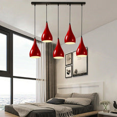 Red 5 Outlet Ceiling Light Fixtures Black Hanging Pendant Lighting~1623-3